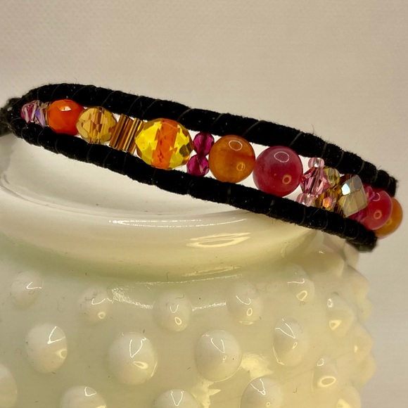 New Retro Swarovski Crystal Tourmaline Vintage Wrap Bracelet - Picture 2 of 8